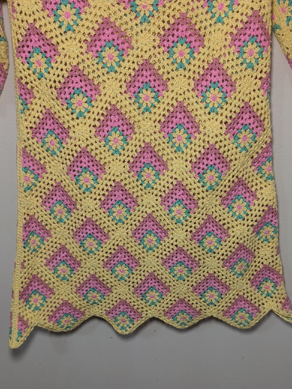 Zara Limited Release Crochet Knit Mini Dress Yellow Pink Green Boho NEW Size S - Picture 6 of 9